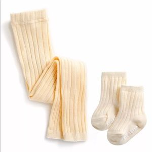 Cream Footless Tights Sock Set